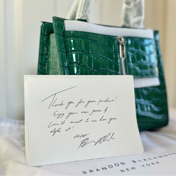 NWT Brandon Blackwood Medium Kuei – Emerald Croc Embossed – Box + Dust Bag - Picture 4 of 12